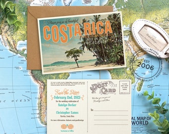 Save the Date - Costa Rica - Vintage Tropical Postcard - Design Fee