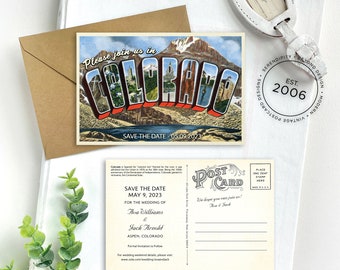 Save the Date - Aspen, Colorado - Vintage Large Letter Postcard - Design Fee