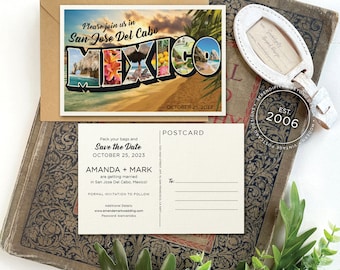 Save the Date - San Jose Del Cabo, Mexico Large Letter Postcard - Design Fee