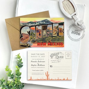 Save the Date - Santa Fe, New Mexico - Vintage Large Letter Postcard - Design Fee