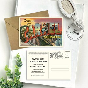 Save the Date - Carmel, California -  Vintage Large Letter Postcard - Design Fee