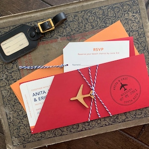 Modern Boarding Pass Wedding Invitation (Costa Rica) - Design Fee