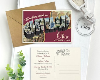 Save the Date - Cleveland, Ohio - Vintage Large Letter Postcard - Design Fee