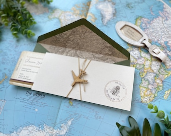 Scotland Boarding Pass Wedding Invitation | Vintage Map Design | Custom Europe Suite