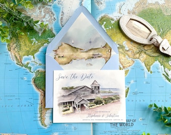 Watercolor Save the Date - Wychmere Beach Club (Cape Cod) - Design Fee