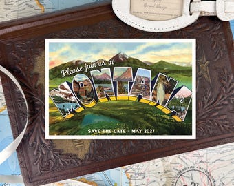 Save the Date - Montana - Vintage Large Letter Postcard - Design Fee