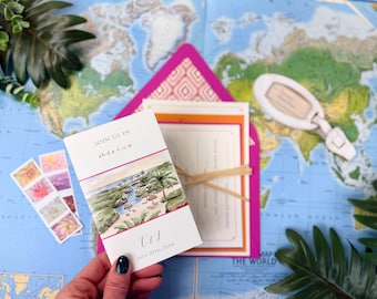 Mexico Watercolor Brochure Wedding Invitation (Hotel Xcaret) - Design Fee