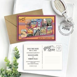 Save the Date - Outer Banks - Vintage Large Letter Postcard  (North Carolina) - Design Fee