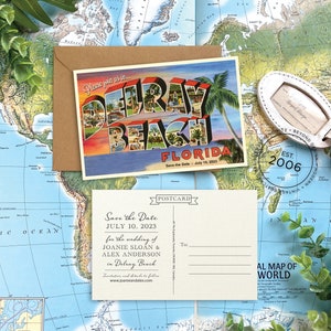 Save the Date - Delray Beach, Florida - Vintage Large Letter Postcard - Design Fee
