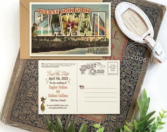 Save the Date - Hawaii - Vintage Large Letter Postcard - Design Fee