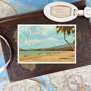Save the Date - Kauai, Hawaii - Vintage Travel Postcard - Design Fee