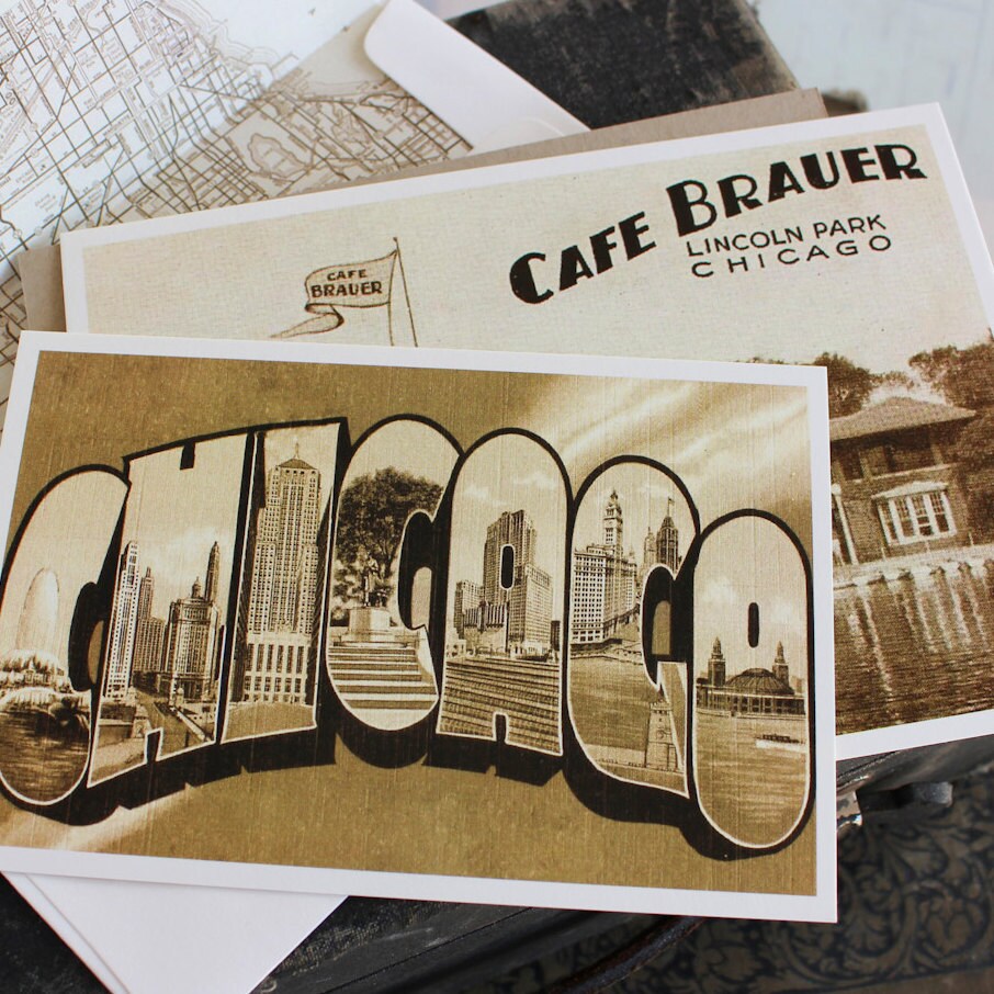 Vintage Travel Postcard Wedding Invitation Cafe Brauer Etsy