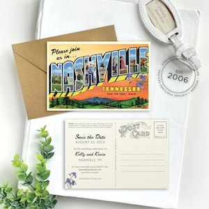Save the Date - Nashville, Tennessee - Vintage Large Letter Postcard - Design Fee
