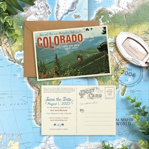 Save the Date - Vail, Colorado - Vintage Travel Postcard - Design Fee