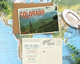 Save the Date - Vail, Colorado - Vintage Travel Postcard - Design Fee