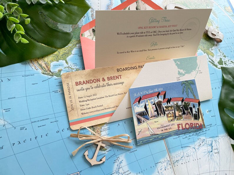 Key West Boarding Pass Wedding Invitation Hemingway House Design Fee image 3