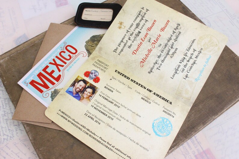 Design Fee Mexico Sugar Skull Passport Wedding Invitation