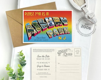 Save the Date - Asbury Park original - Vintage Large Letter Postcard - Design Fee