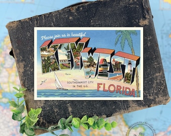 Save the Date - Key West, Florida - Vintage Large Letter Postcard - Design Fee