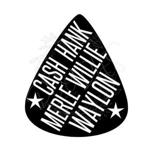 Cash, Hank, Merle, Willie, Waylon Guitar pic SVG PNG JPEG archivo de descarga digital. Cantante de country svg