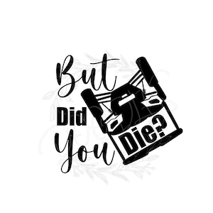 Puede incluir: Diseño gráfico en blanco y negro con el texto "But did you die?" y una silueta de una persona cayendo de una silla.