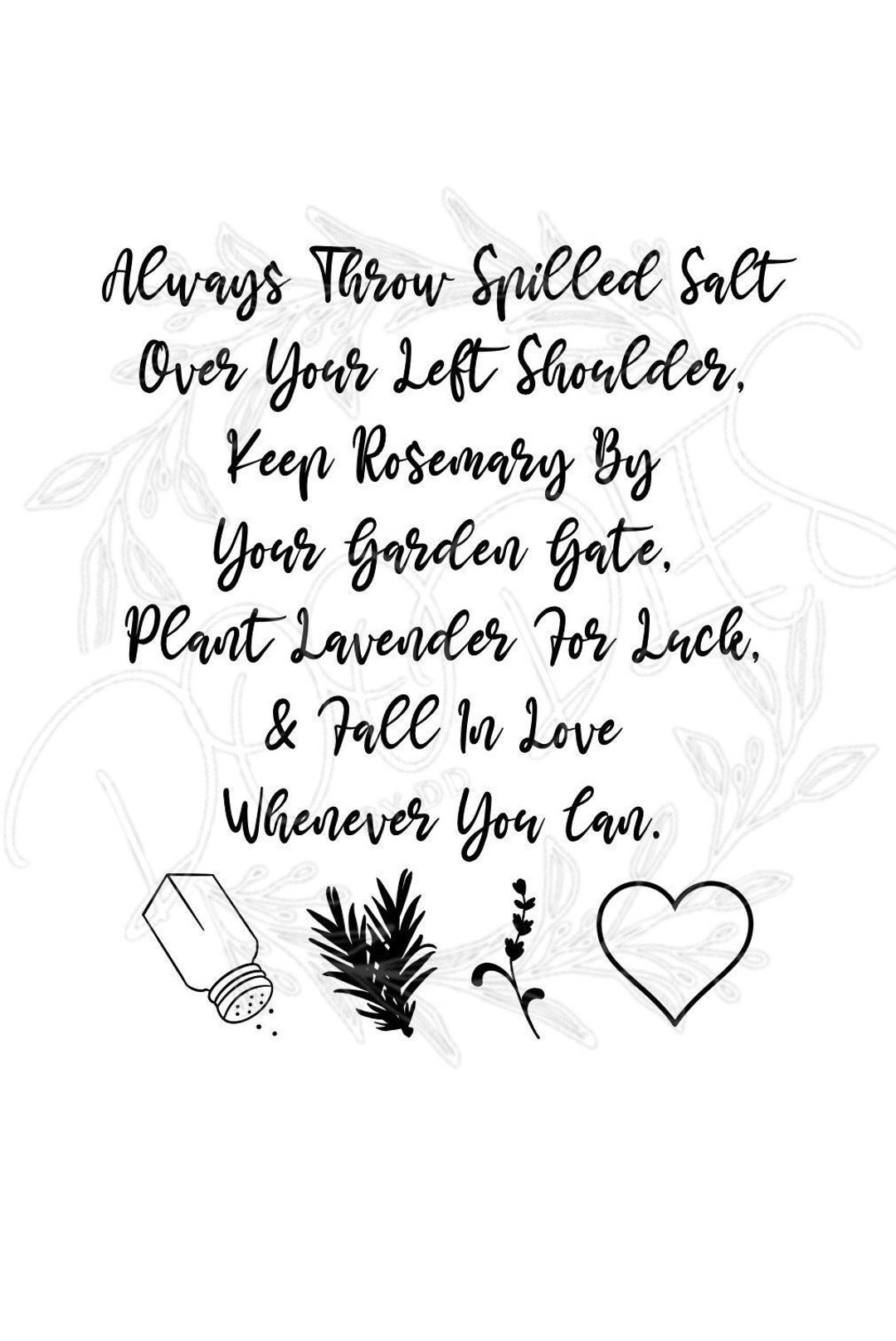 Always Throw Spilled Salt Over Your Left Shoulder Practical Magic Quote SVG PNG JPEG Digital