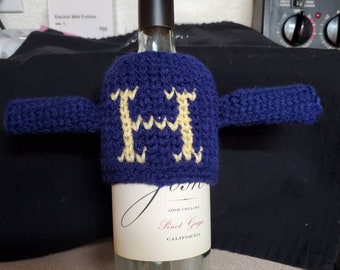 Custom sweaters for wine bottles - choose your color and letter