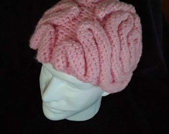 Knit Wool Brain Hat Pink/Black/White/Gray beanie geek nerd horror zombie fleece