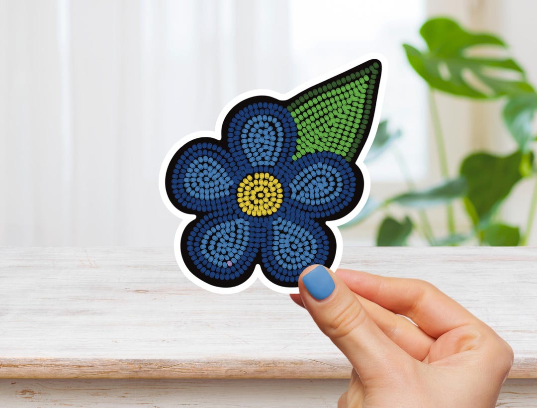 Blue Métis Flower Beadwork Inspired Stickers | Indigenous Art Vinyl ...