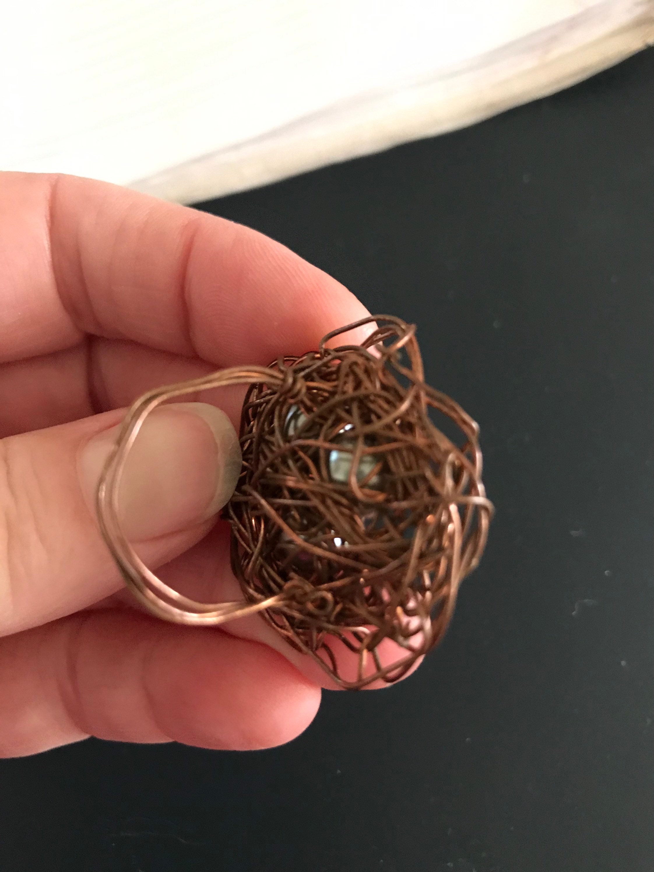 Wire nest ring with three pearls Etsy