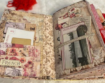 Paris Junk Journal Set | Romantic Vintage Lace Journal & Companion Notebook | Handmade French Inspired Keepsake