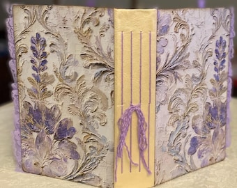 Lavender Cottage Junk Journal Set | Handmade Floral Journal & Mini Notebook | Shabby Chic Purple Keepsake Gift