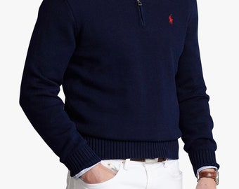 RALPH LAUREN LONG Sleeve Quarter Zip Neck Regular Fit Jumper For Men