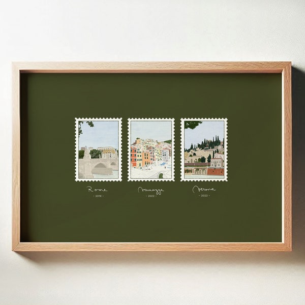 Personalized Favorite Place Art Print: Custom Travel Stamp Sketch Gift