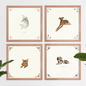 Pet Portrait from Photo with flowers Personalized Mini Dog Portrait from Photo Gift for Pet Owner Custom Cat Portrait Sketch Christmas Gift