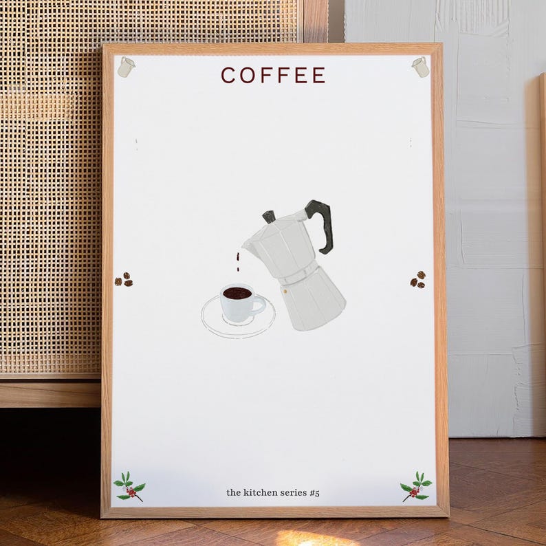 Coffee Print Italian Moka Pot Wall Art Kitchen Print Apartment Wall Art