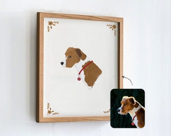 Custom Dog Portrait with Floral Frame: Personalized Pet Art