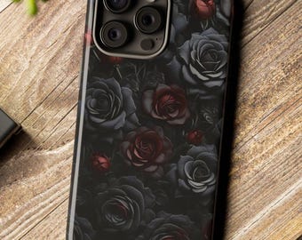 Kiss From A Black Rose Tough Case - Passend für iPhone und Samsung Galaxy, Obsidian Floral, Gothic Romance Dark