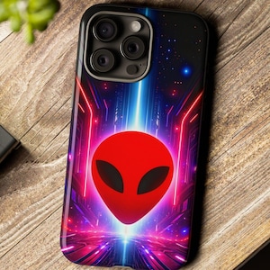 Mars Attacks Retro Alien Computer Tough Case - Fits iPhone and Samsung Galaxy, RBG Space, Dark Galactic Space, Geek Chic