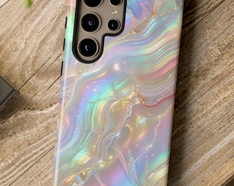 Funda resistente con motivo de ópalo de fuego y piedra lunar arcoíris - Compatible con iPhone y Samsung Galaxy