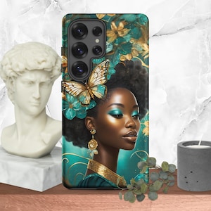 Schöne, zeitlose Samsung Tough Phone Case, Art Deco Glam, Teal Gold Luxus, Black Girl Magic, Vintage Luxe, Afrocentric Style
