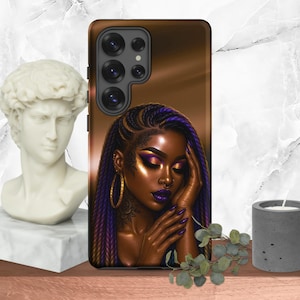 Cocoa Dreams Samsung Tough Case | Radiant Melanin Muse in Luxe Chocolate Tones | Black Girl Magic, Glamour, Confidence, Regal Beauty
