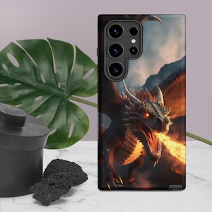 Firestorm - Fire Breathing Dragon Samsung Tough Case: Fantasy RPG Phone Cover