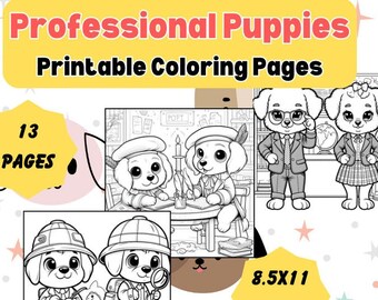 Professional Puppy Coloring Pages, Fun gift for Dog lover