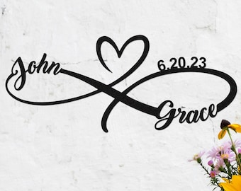 Personalized Infinity Sign with Names,Custom Metal Infinity Decor,Engagement Sign Metal Wall Art, Wedding Gift for Couple,Anniversary Gift