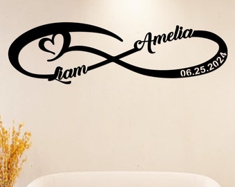 Custom Infinity Metal Sign, Couple Names Sign, Personalized Wedding Gift for Couple, Wedding Date Sign, Engagement Sign, Anniversary Gift