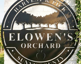 Custom Apple Orchard Sign: Personalized Metal Farm Sign, Apple Tree Sign, Orchard Homestead Rustic Decor