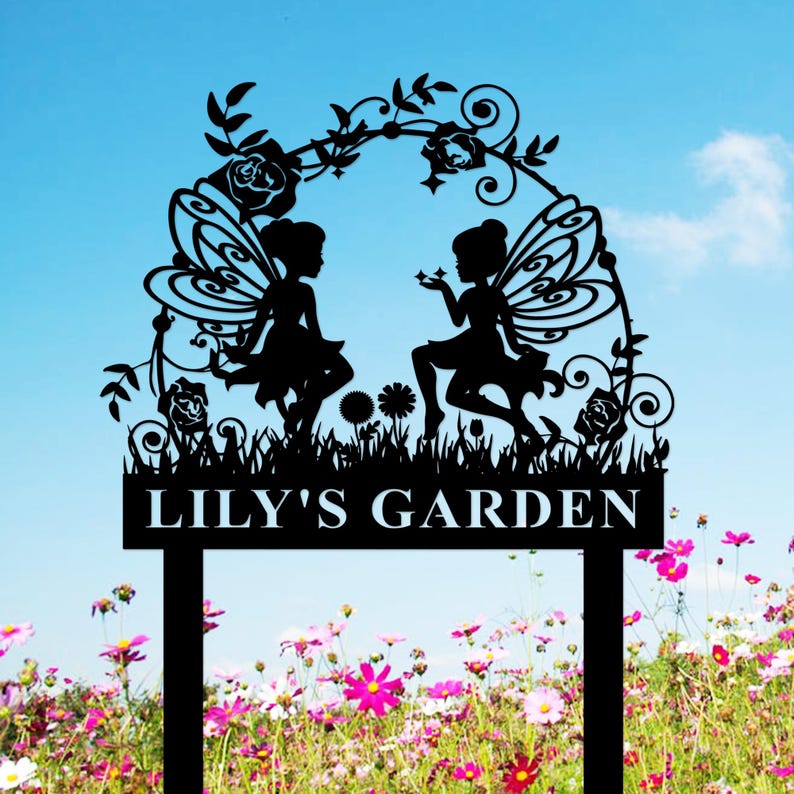 Letrero de jardín personalizado con estaca, diseño floral, nombre del jardinero, metal para mamá, decoración de porche imagen 4