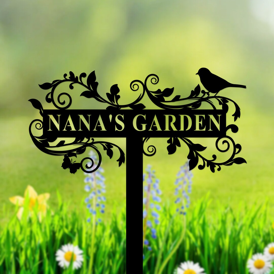 Personalized Garden Metal Sign With Stake, Metal Bird Garden Sign ...