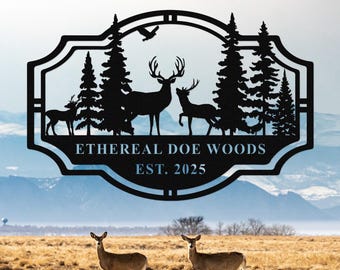 Benutzerdefinierte Hirsch Metallschild, personalisierte Hirsch Familie Name Zeichen, Metall Hirsch Hütte Zeichen, Bauernhof Zeichen, Hirsch jagen Wand-Dekor, Outdoor Jagd Zeichen